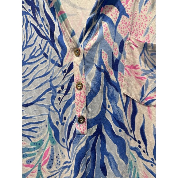 Women’s Lilly Pulitzer SADIE POLO DRESS Crew Blue Tint Kaleidoscope Coral Large - Picture 3 of 6